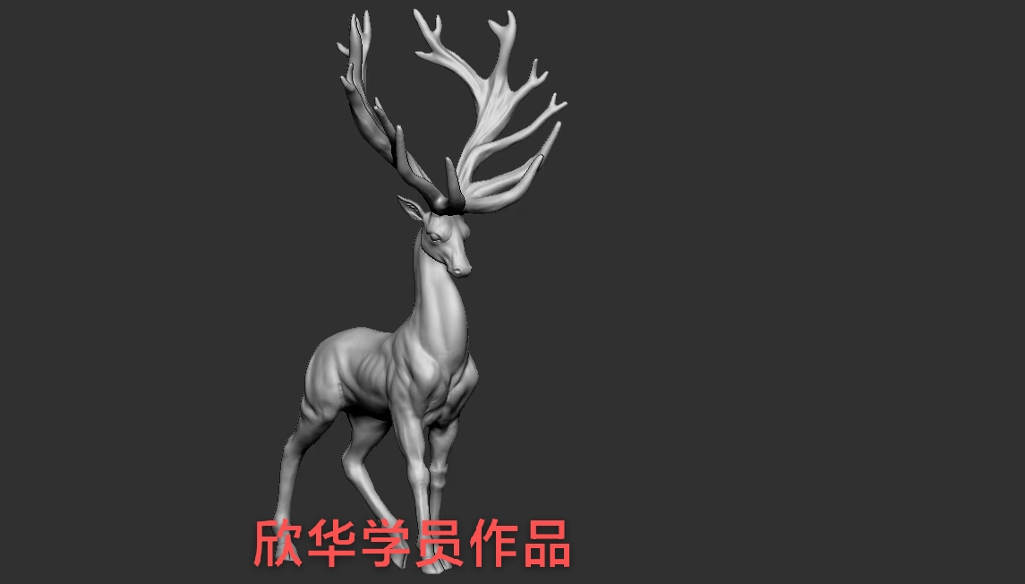 欣华圆雕学员设计的神鹿