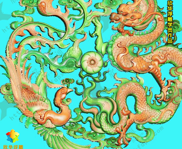 龙凤精雕图3-欣华雕刻
